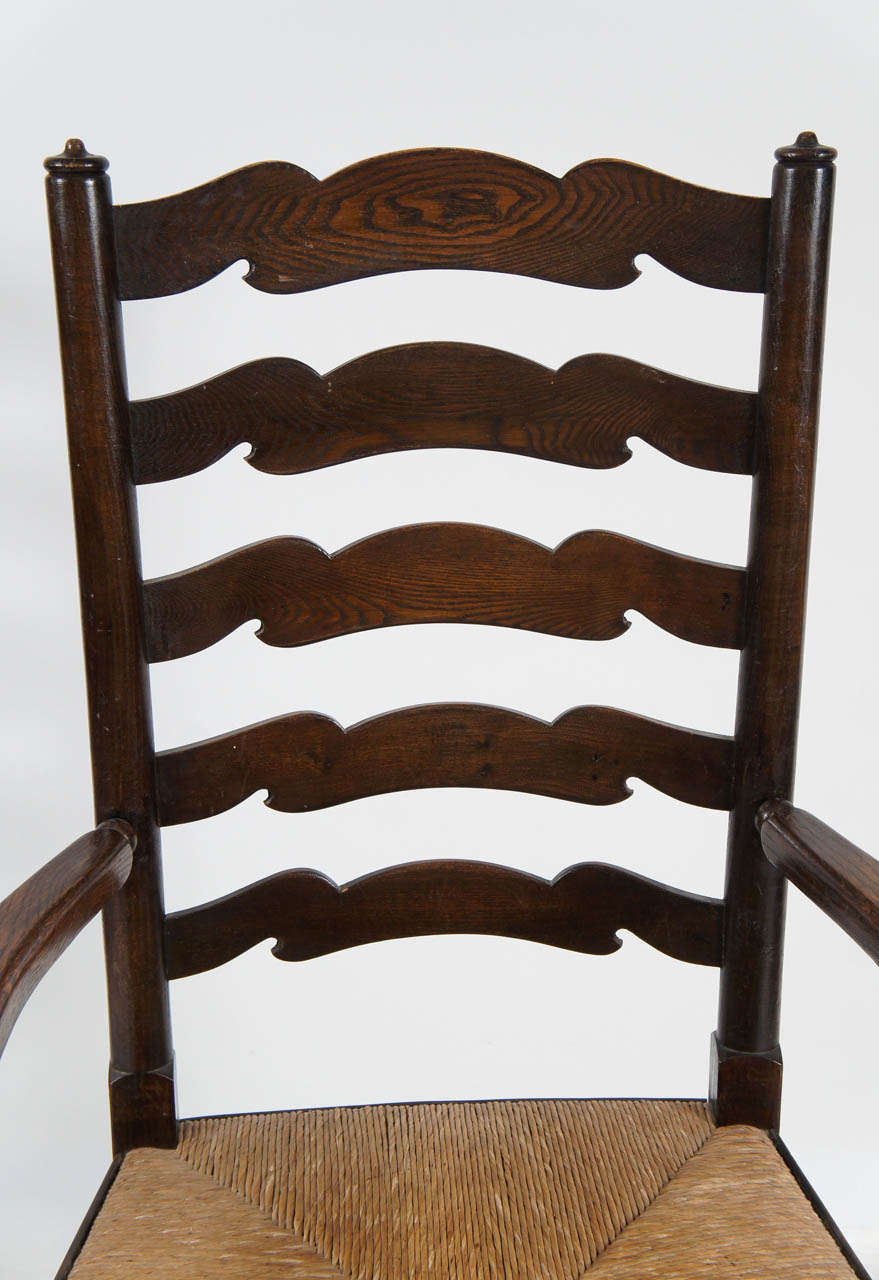 Wood Six English Ladder Back Dining Chairs