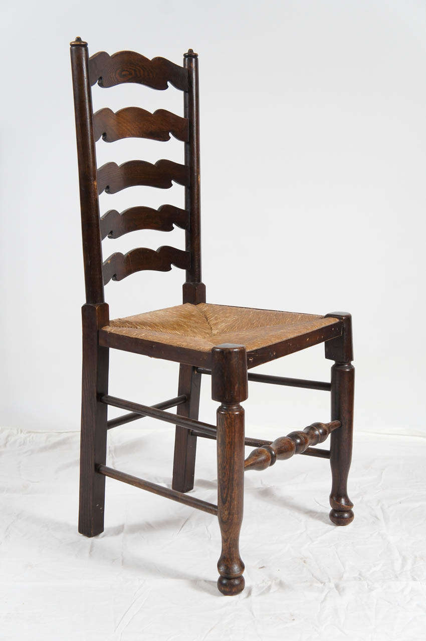 Six English Ladder Back Dining Chairs 4