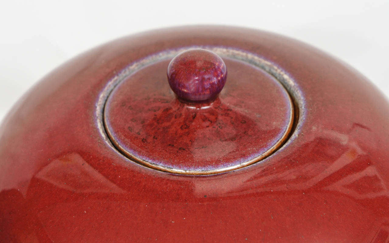 Other Covered Asian Jar in Oxblood on Stand, 19th Century