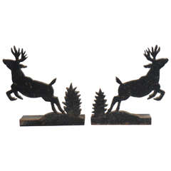 Leaping Stags and Fir Tree Bookends or Doorstops