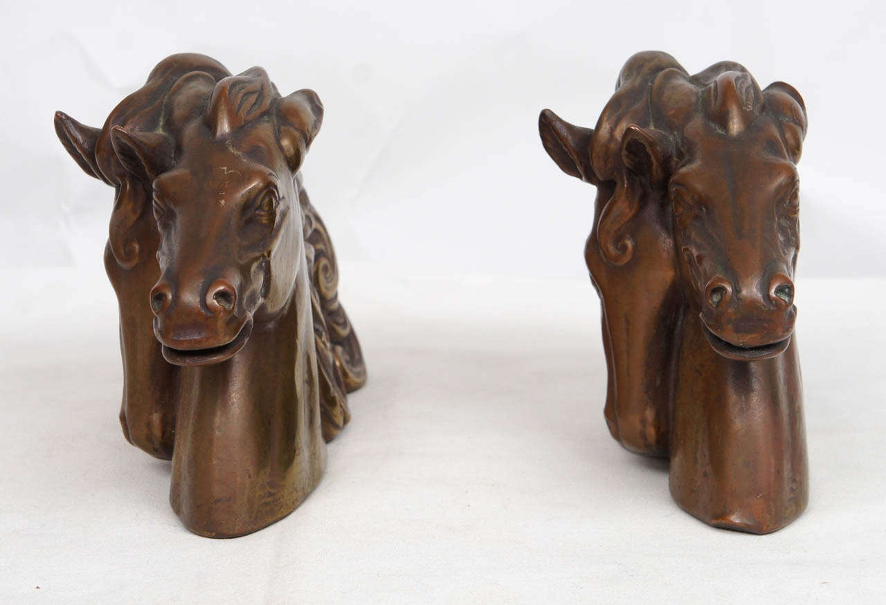 Mid-Century Modern Mixed Metal Equine/Horsehead Bookends