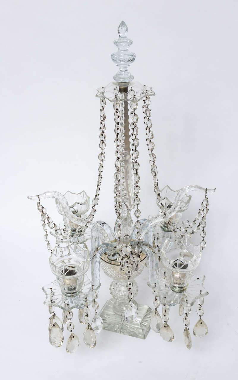 Pair of English Crystal Candelabras, 19th Century In Good Condition In West Palm Beach, FL