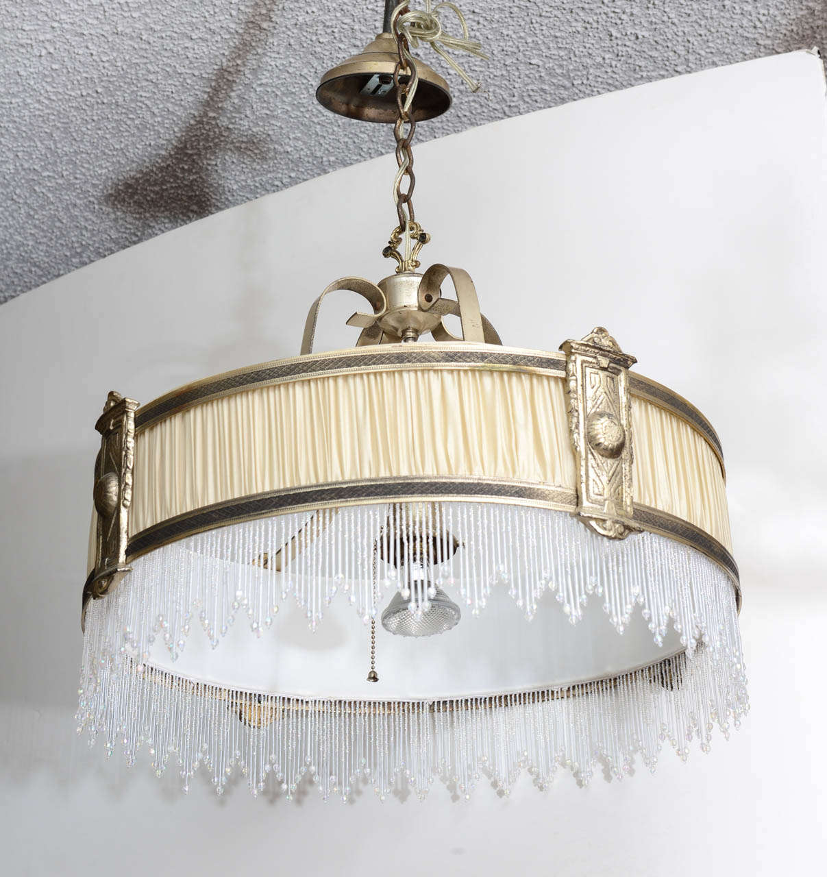 French Art Deco Chandelier with Crystal, 20th Century