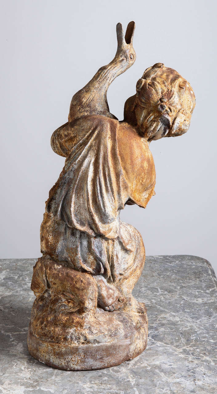 Antique Cast Iron Putti and Goose Fountain/Statue from France at 1stdibs