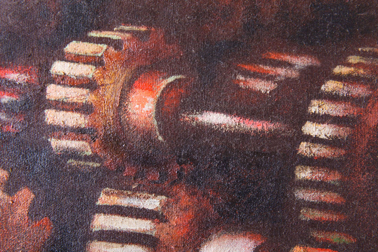Mid-20th Century Extreme Industrial  Machine Age Oil on Canvas