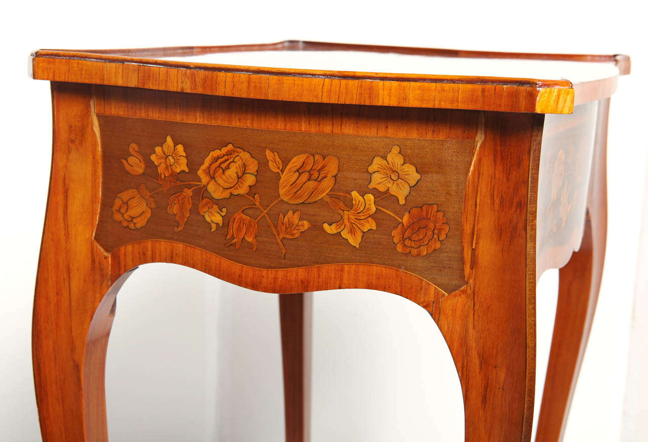 19th Century French Single Drawer Inlaid Side Table For Sale 6