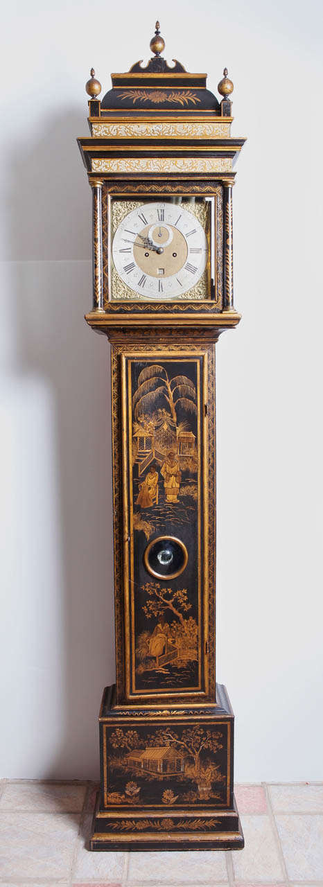 18th c English Chinoisserie signed clock