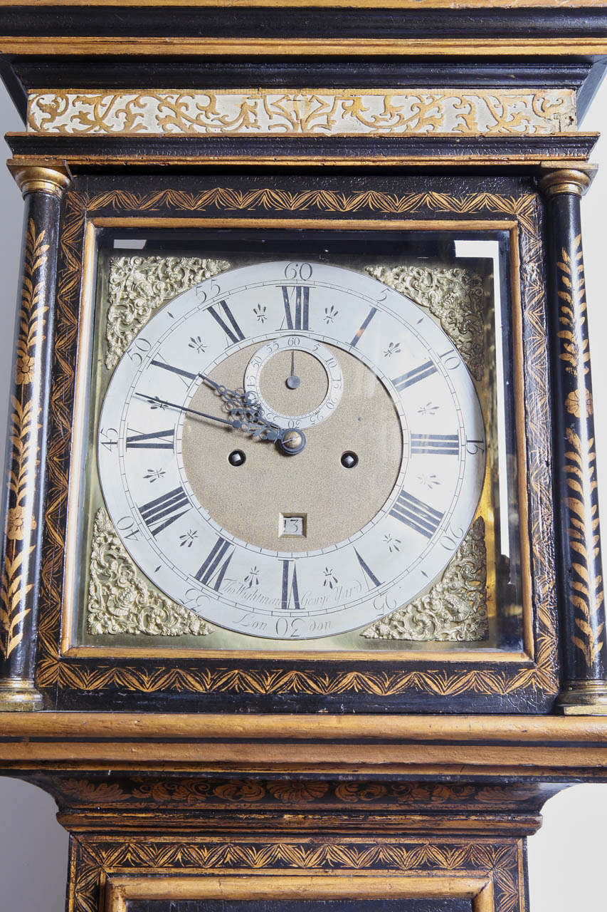 18th c English chinnoiserie grandfather clock In Excellent Condition In Dallas, TX