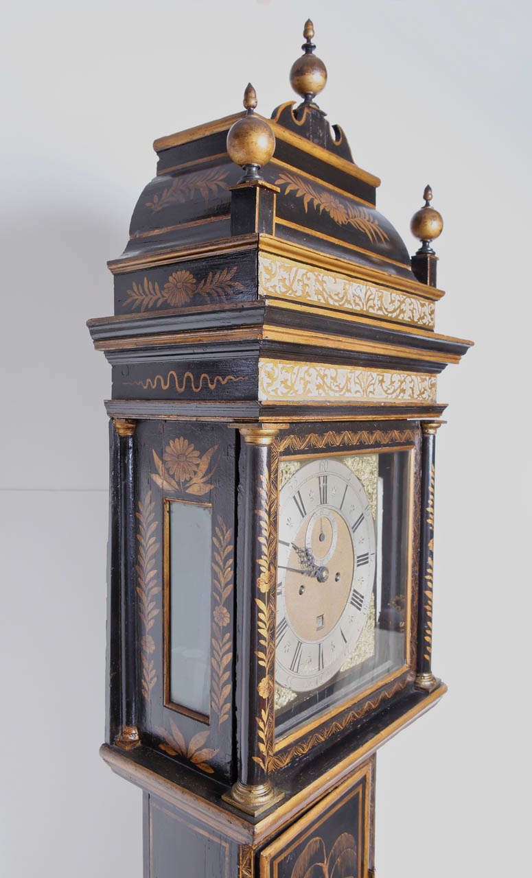 18th c English chinnoiserie grandfather clock 2