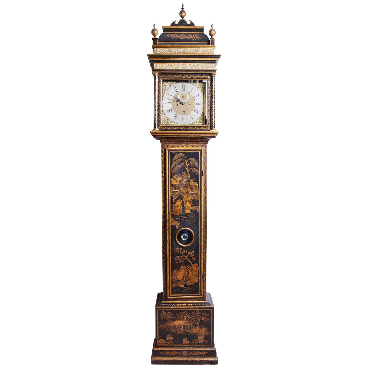 18th c English chinnoiserie grandfather clock