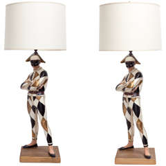 Vintage Pair of Mid-Century Modern Harlequin Table Lamps