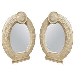 Pair of Hand-Painted Vintage Mirrors