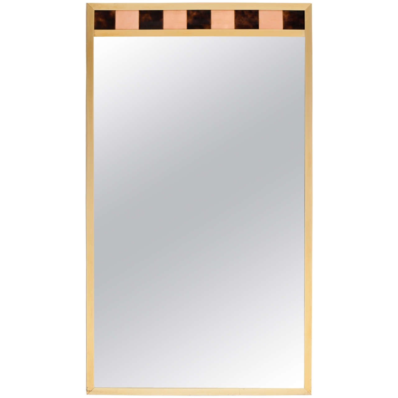 Brass Framed Mirror with Ceramic Tile Detail