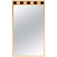 Brass Framed Mirror with Ceramic Tile Detail 6