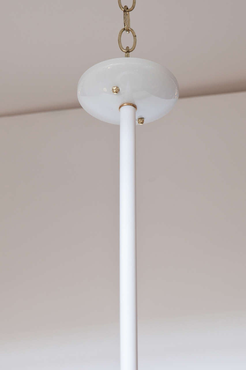 Minimalist Clean-Lined White Pendant or Flush Mount Light Fixture For Sale