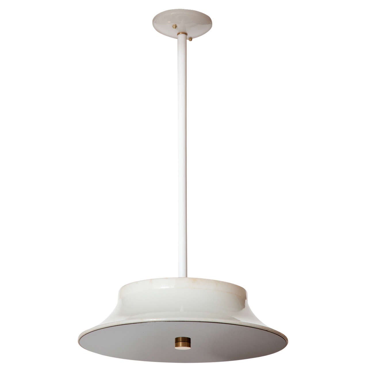 Clean-Lined White Pendant or Flush Mount Light Fixture For Sale