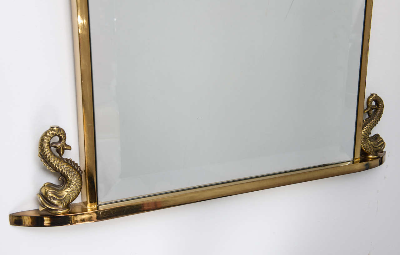 Vintage Brass Pier Mirror with Dolphin Motif 3