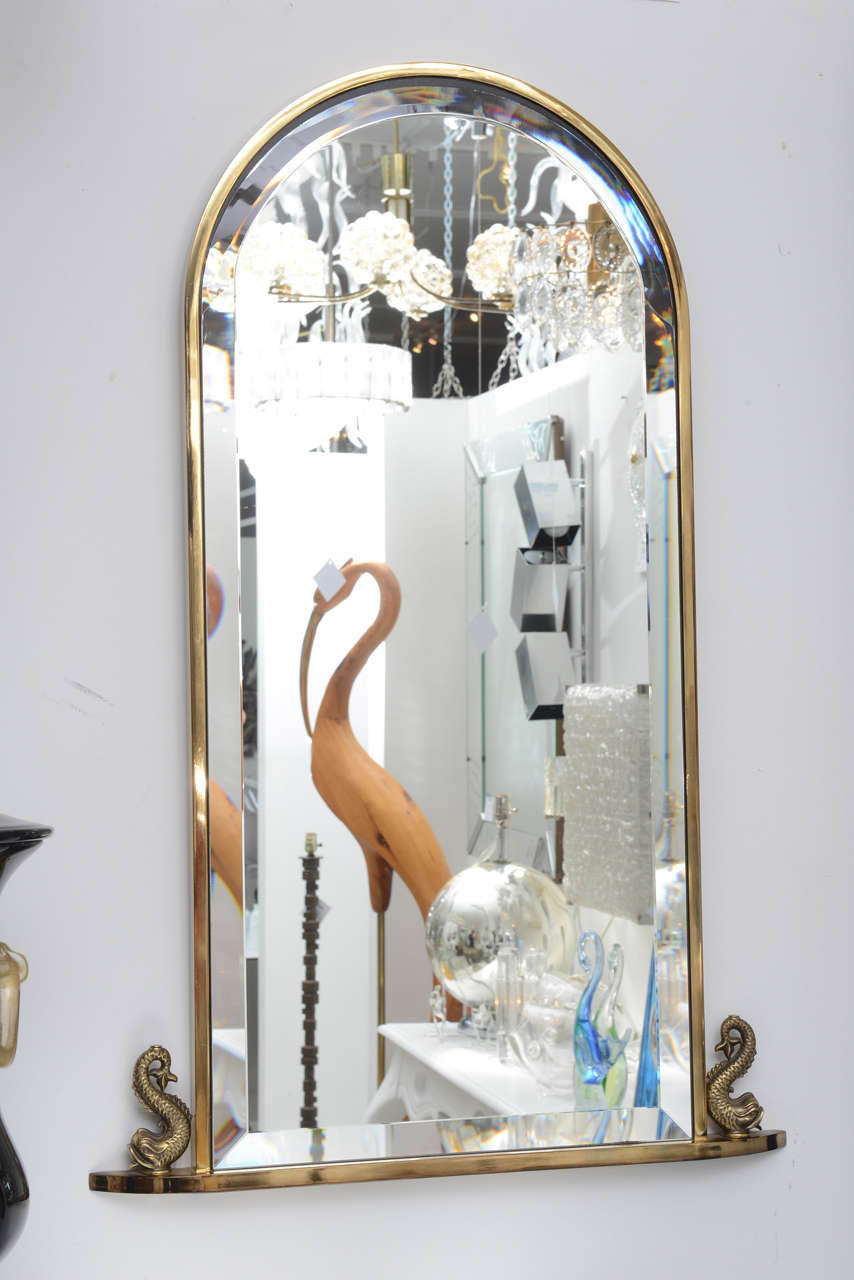 Vintage Brass Pier Mirror with Dolphin Motif 4