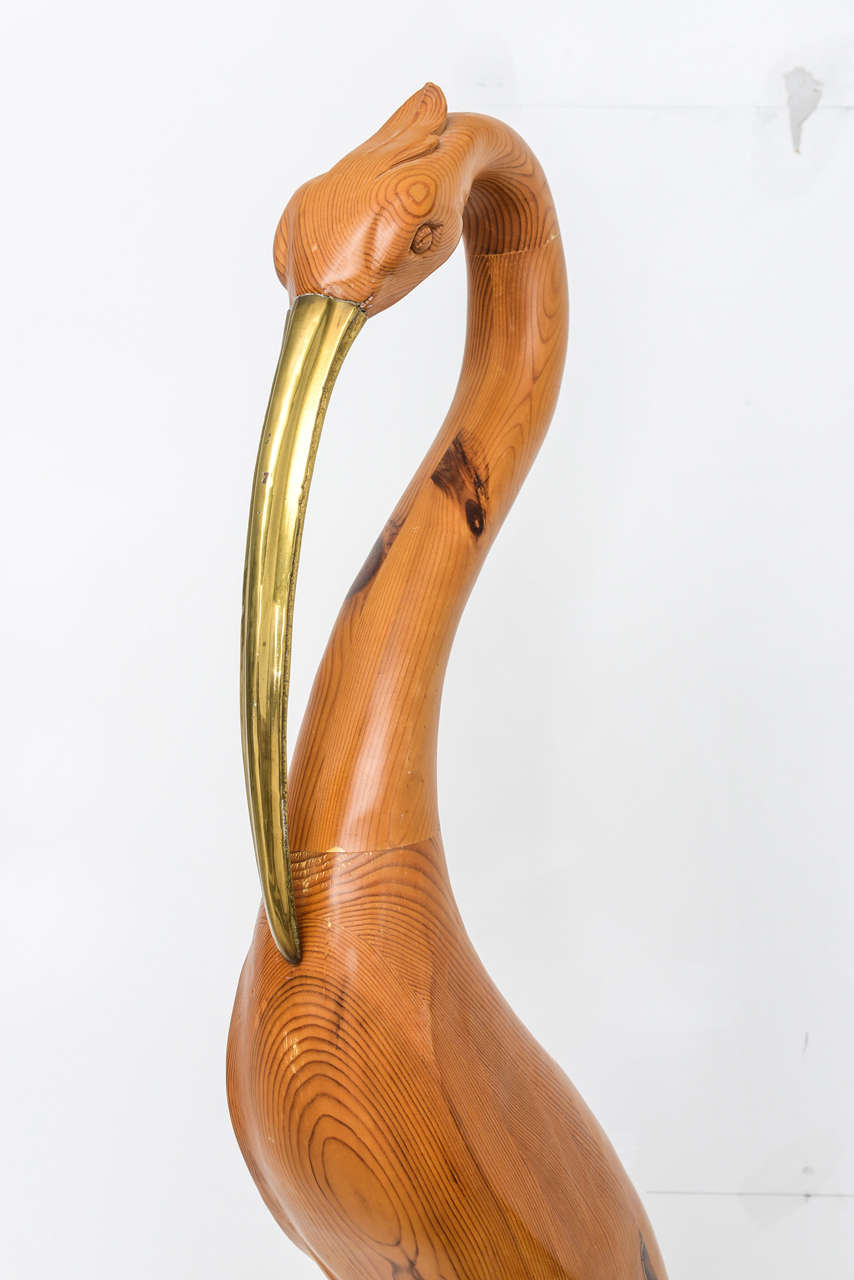 Large Brass and Wood Bird Sculpture 3