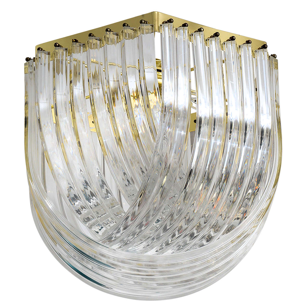 Retro Lucite Scoop Chandelier, Light Fixture at 1stDibs
