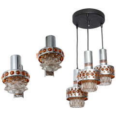 Hanging 3 light Chandelier with Matching Sconces