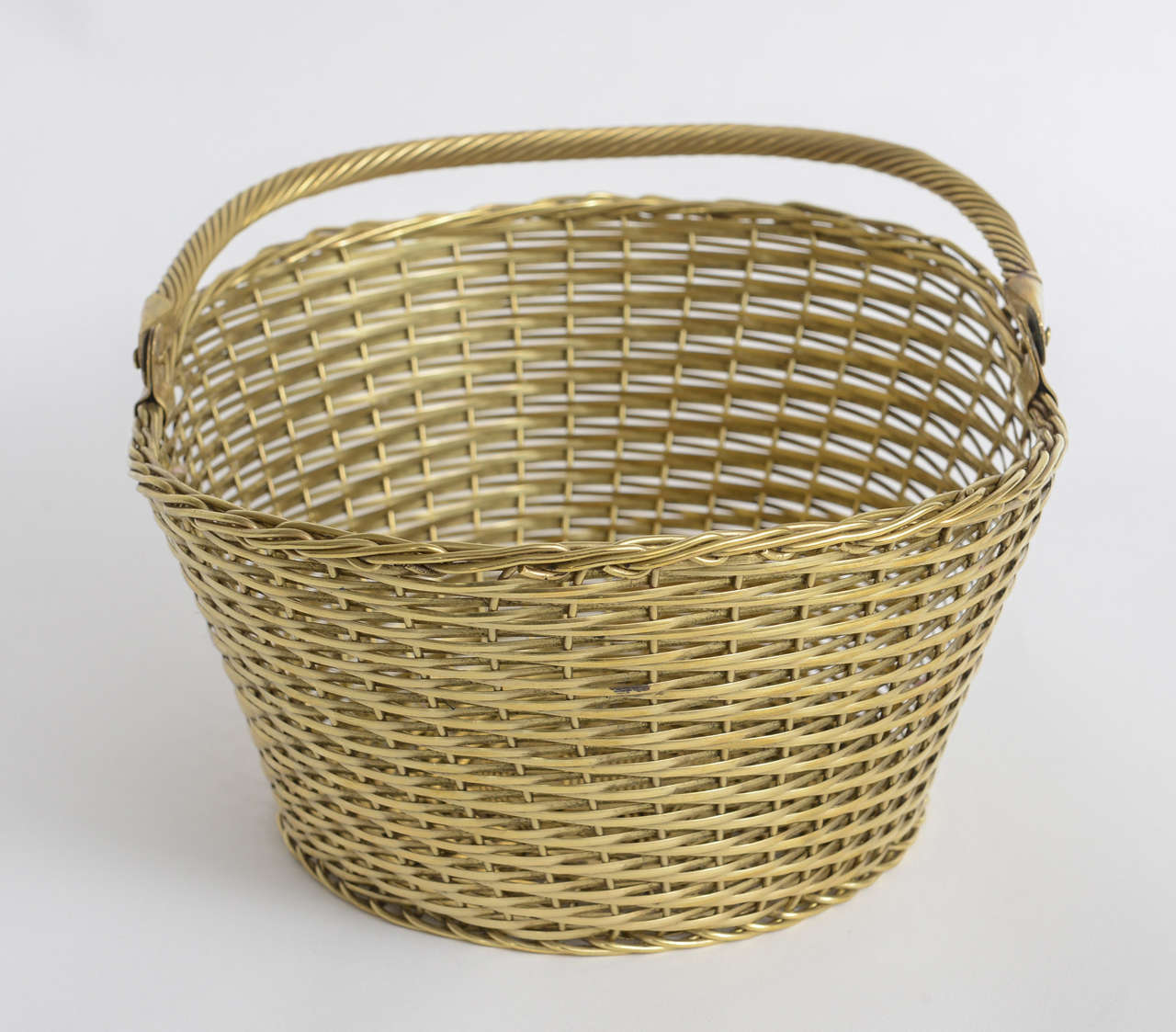 Folk Art Woven Brass Basket