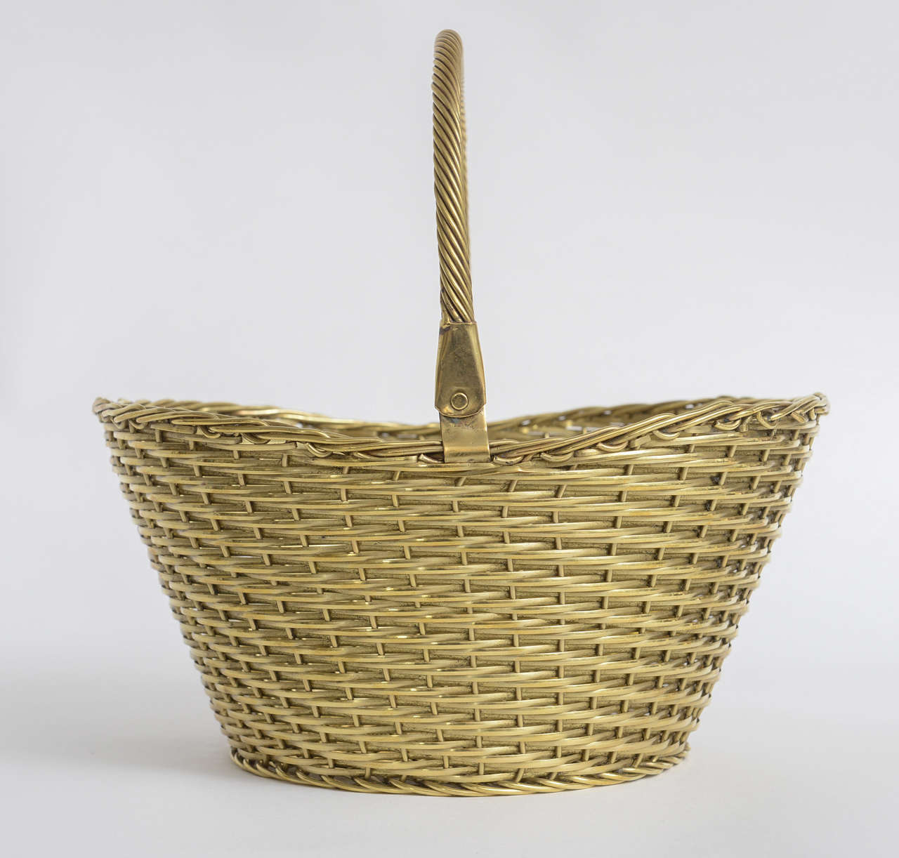 20th Century Woven Brass Basket