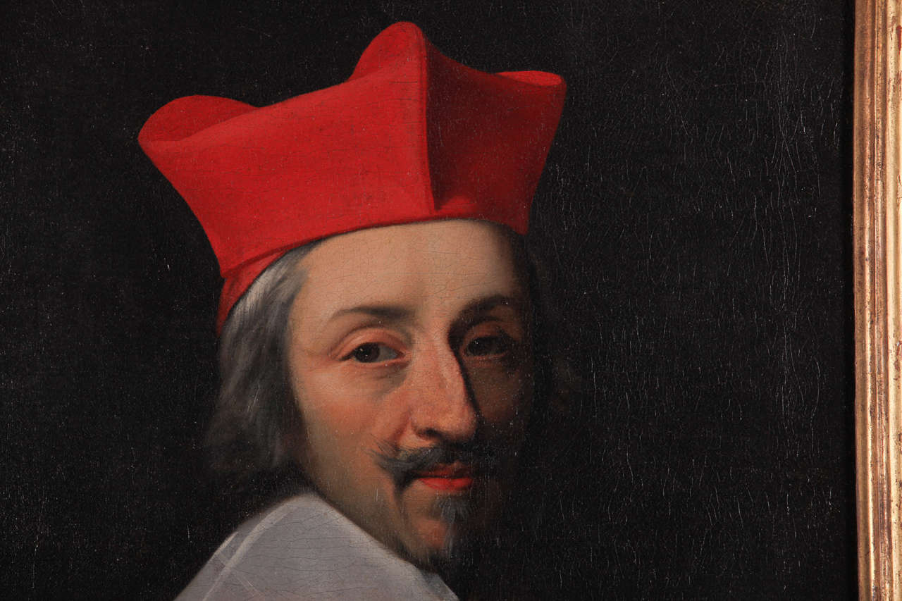 Baroque Peintre français, Portrait du Cardinal Richelieu, huile sur panneau, vers 1630