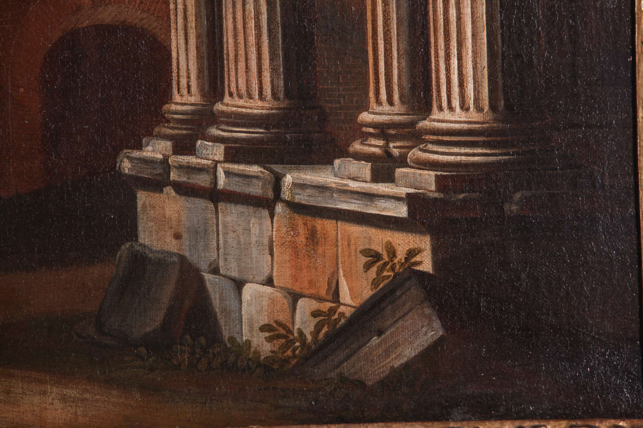 Italian painter, Architectural capriccio (pair), oil on canvas, 18th Century For Sale 2
