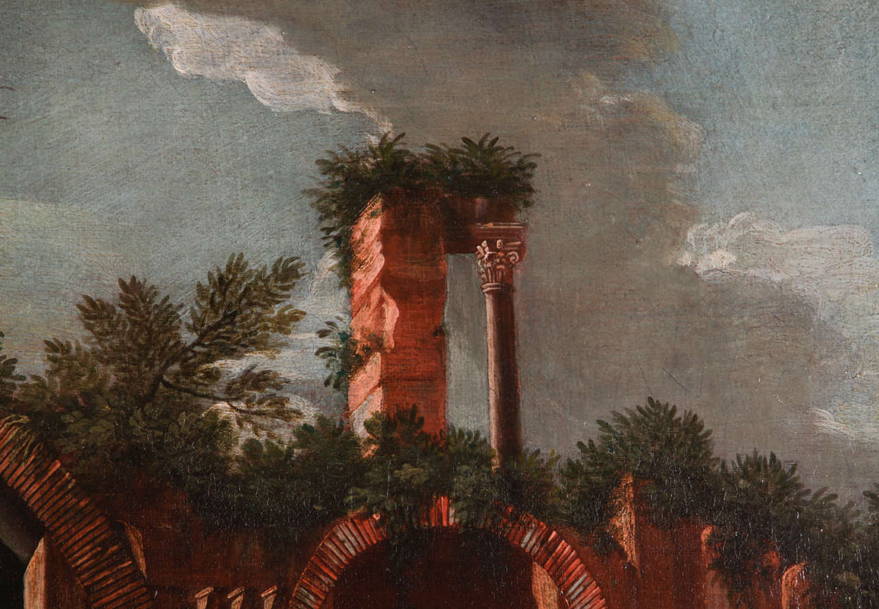 Italian painter, Architectural capriccio (pair), oil on canvas, 18th Century For Sale 6