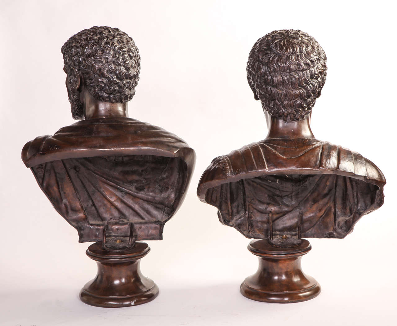 19th Century Bronze Busts of Roman Emperors, signed V. C. 4