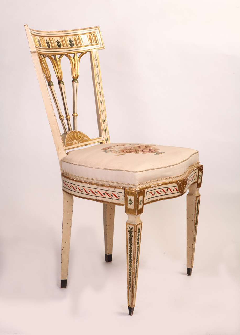19th Century Italian (Tuscany) set of twelve painted dining chairs