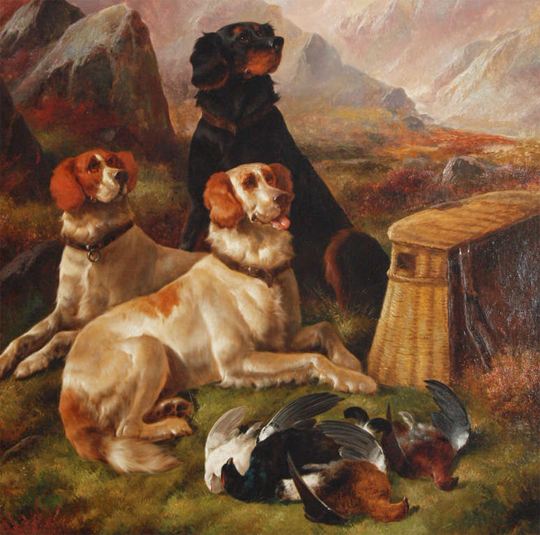 "Waiting for Master" oil on canvas, signed John Gifford