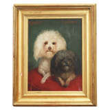 Antique Portrait of Rabbit and Louloute, oil on canvas