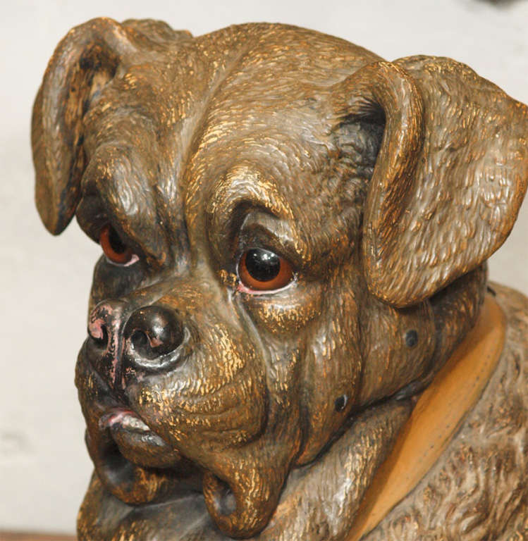 Large painted terracotta dog, 19th century