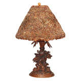 Black Forest epergne c.1880 as lamp with pheasant feather shade