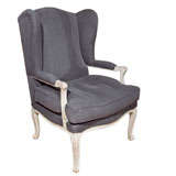 French Wingchair in Charcoal Linen