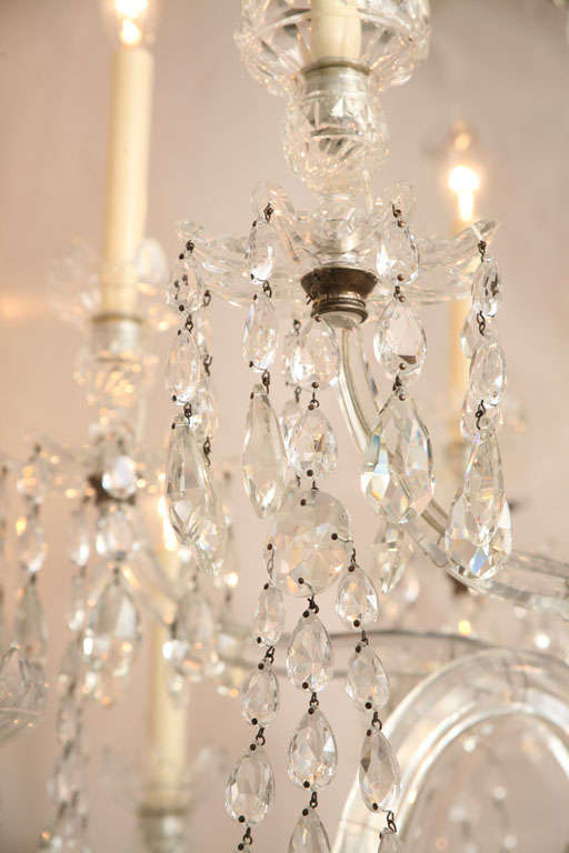 19th Century An English George II Style Two Tiered 12 Light Chandelier
