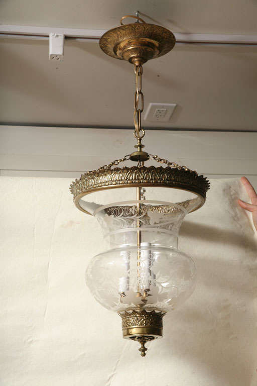 A French Charles X Period Glass Bell Shaped Lantern