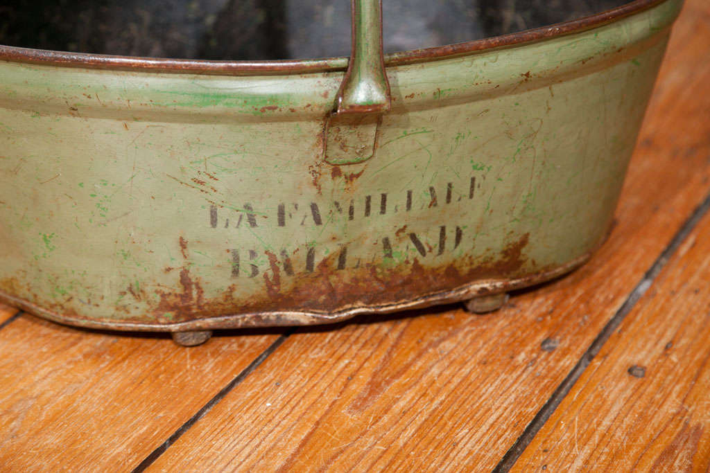 Hand-Painted French Vineyard Toleware Grape Pickers' Trug