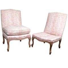 Vintage Carved Fruitwood French Boudoir Chairs