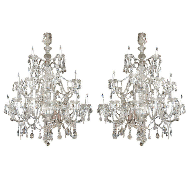 Pair of English Georgian Crystal Chandeliers