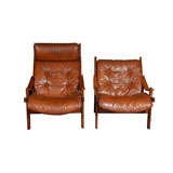 Pair Danish Campaign Style Armchairs