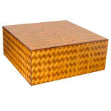 60's Herringbone Parquetry coffee table w/ rosewood edging