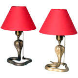 Pair of Mid 20th Century Brass Cobra Vanity Lamps