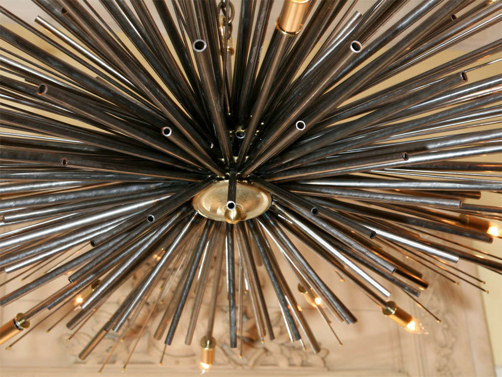 One-of-kind Supernova Light Sculpture by Lou Blass in Steel, with 24 Lights In Excellent Condition For Sale In Hudson, NY