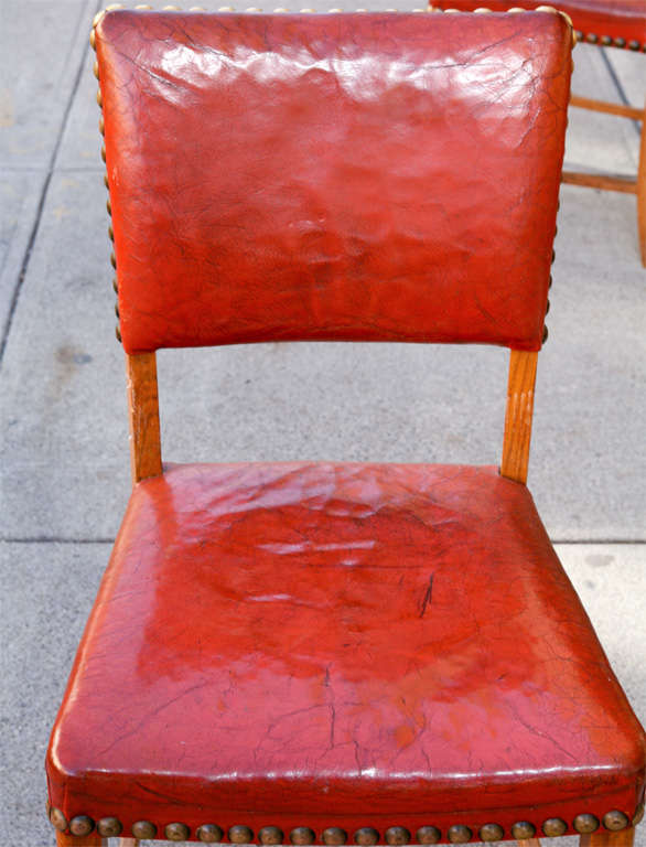 Set of 6 Red Leather Dining Chairs 4