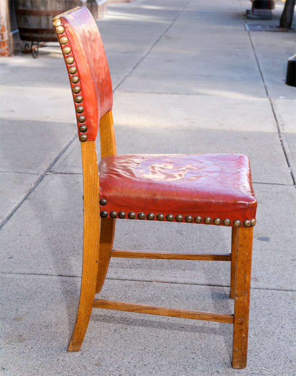 Set of 6 Red Leather Dining Chairs at 1stDibs