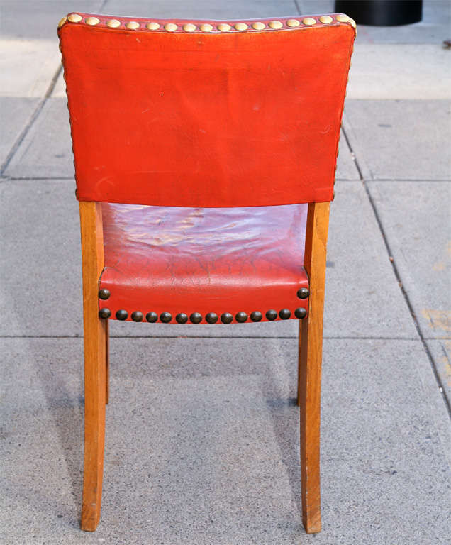 Set of 6 Red Leather Dining Chairs at 1stDibs
