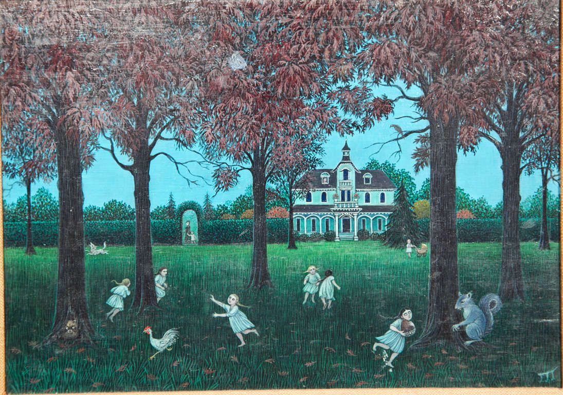 American Oil  Painting  Autumn  Games  By  Jean  Jones Jackson